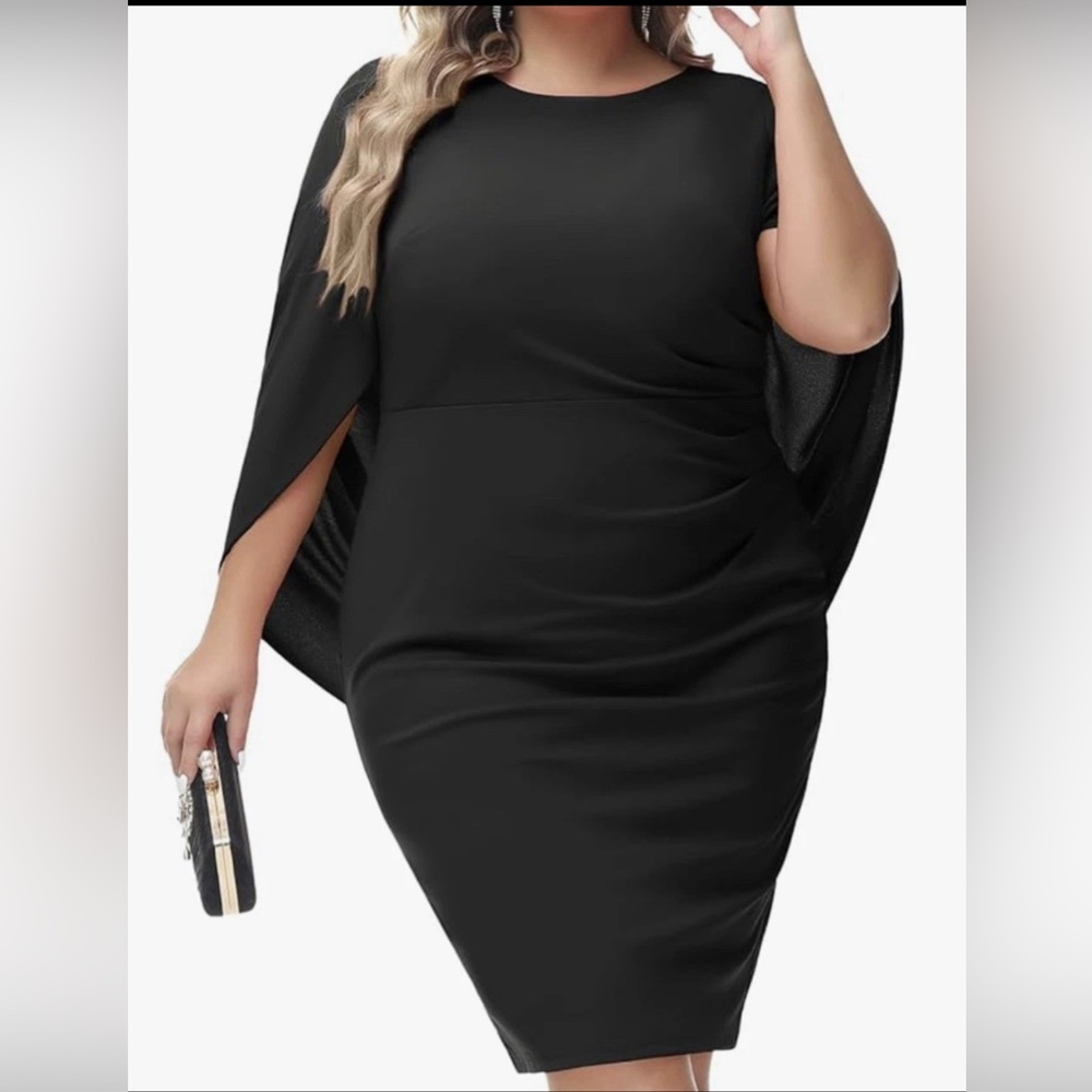 Chic Black Cape Sleeve Dress size 20w